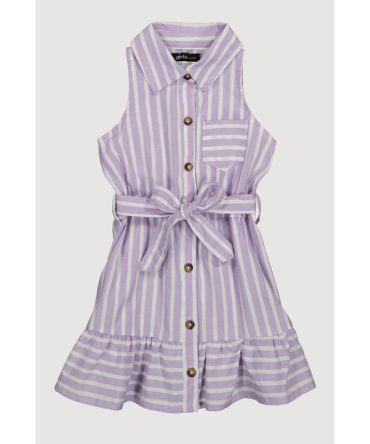 Toddler Girls Linen Striped Shirt Dress