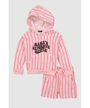 Toddler Girls Mamas Expensive Bestie Striped Hoodie and Shorts