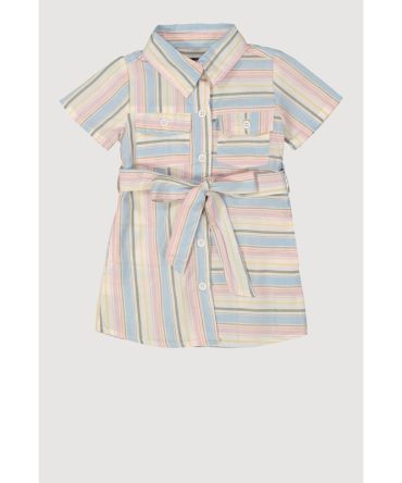Baby Girls 12-24M Striped Tie Waist Belted Shirt Dress