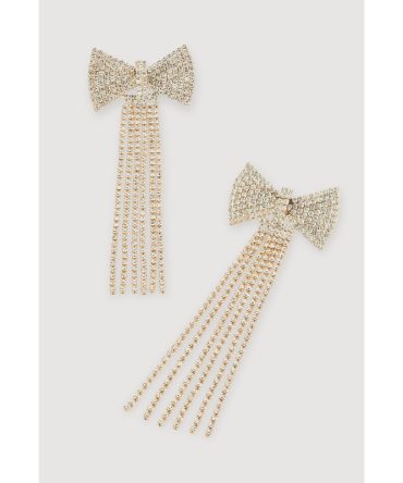Bow Rhinestone Fringe Earrings