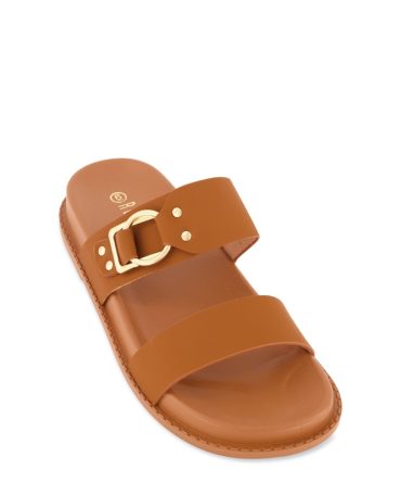 Double Band Buckle Detail Footed Sandals