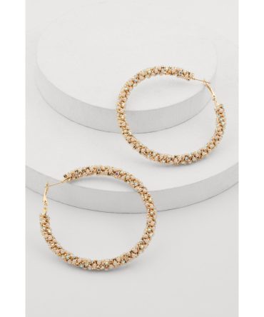 Faux Pearl Rhinestone Encrusted Hoop Earrings