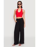 High Waisted Contrast Trim Pants