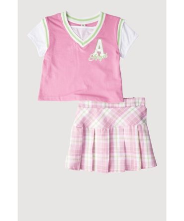 Girls Angel Blouse and Pleated Skirt