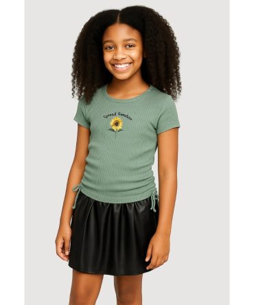 Girls Spread Sunshine Tee and Faux Leather Skirt