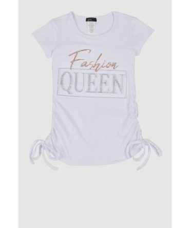 Little Girls 3D Fashion Queen Rhinestone Graphic Top