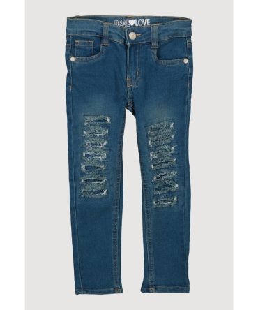 Little Girls Patch and Repair Skinny Jeans
