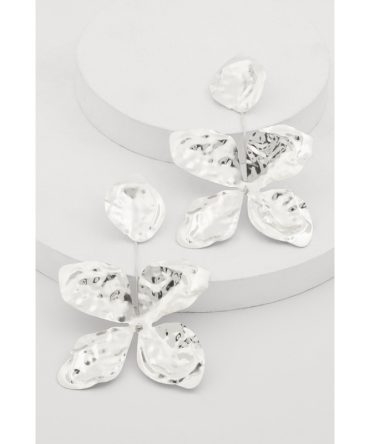Metallic Textured Flower Drop Earrings