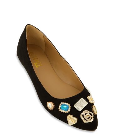 Rhinestone Embellished Pointed Toe Flats