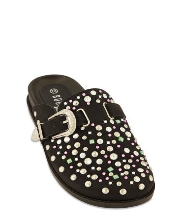 Rhinestone Studded Buckle Clogs