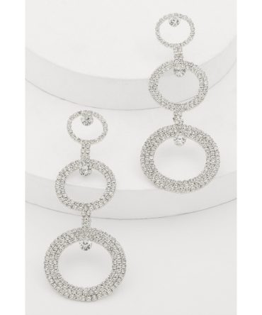 Rhinestone Triple Hoop Drop Earrings