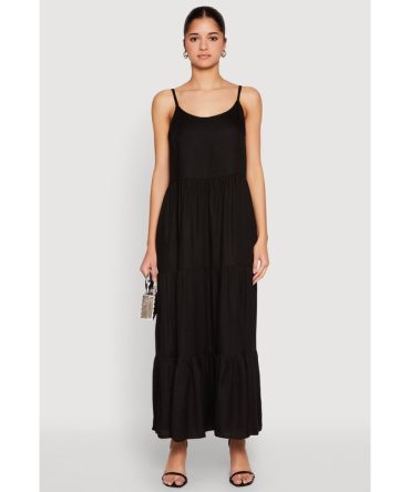 Scoop Neck Tiered Maxi Dress