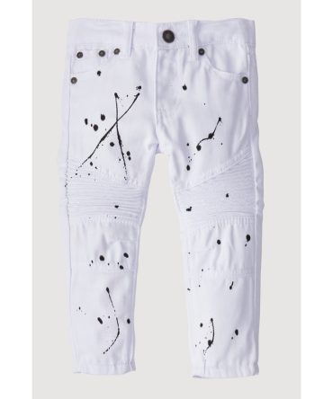 Toddler Boys Paint Splatter Print Moto Jeans