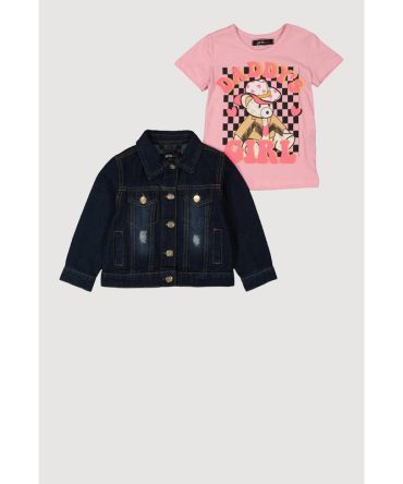 Toddler Girls Daddys Girl Graphic Tee and Jean Jacket
