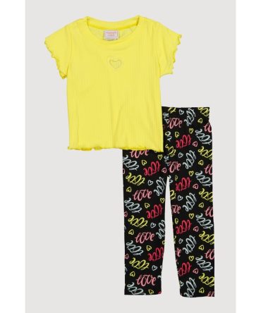 Toddler Girls Heart Keyhole Tee and Printed Leggings