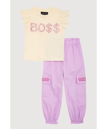 Toddler Girls Rhinestone Boss Graphic Top and Joggers