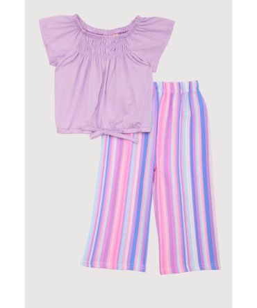 Toddler Girls Smocked Top and Striped Palazzo Pants