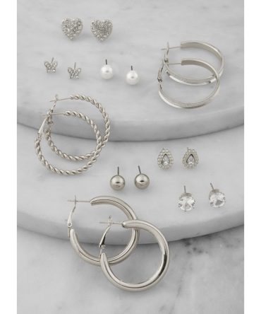Assorted Stud and Hoop Earring Set of 9