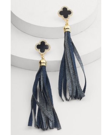 Denim Fringe Drop Earring