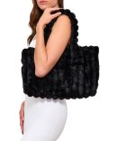 Faux Leather Detail Straw Convertible Handbag