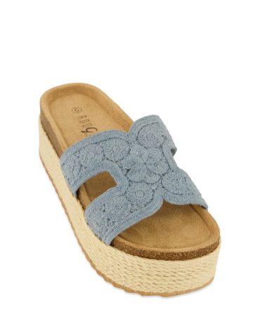 Floral Crochet H Band Platform Footbed Sandals