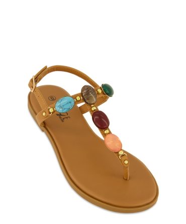 Gemstone Buckle Strap Thong Sandals