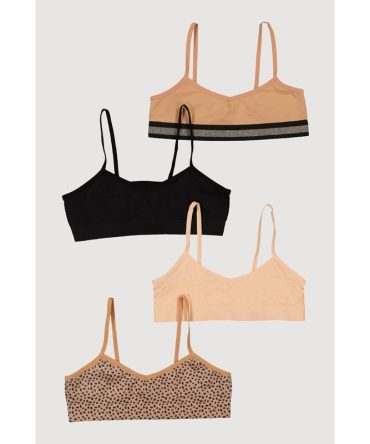 Girls Seamless Patterned Cami Bras 4 Pack