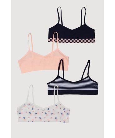 Girls Seamless Printed Pattern Cami Bras 4 Pack