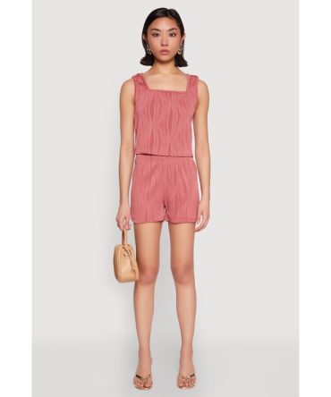 Plisse Knit High Waisted Shorts
