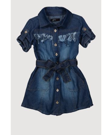 Toddler Girls Chambray Distressed Shirt Dress