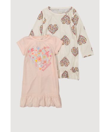 Toddler Girls Heart Graphic Print Nightgown 2 Pack
