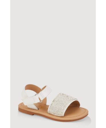 Toddler Girls Rhinestone Band Velcro Strap Sandals
