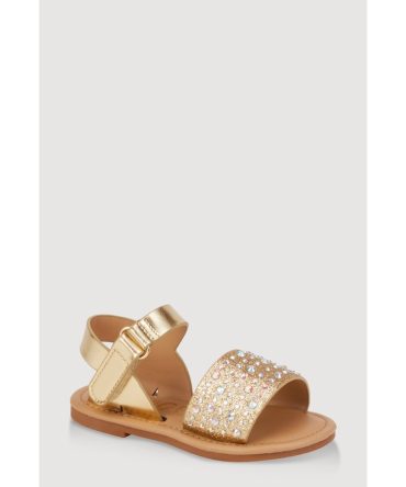 Toddler Girls Rhinestone Studded Ankle Strap Sandals