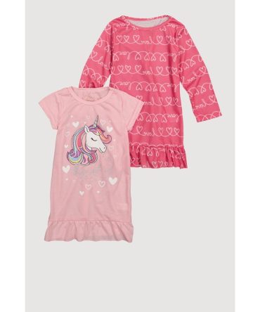 Toddler Girls Unicorn Glitter Graphic Nightgown 2 Pack