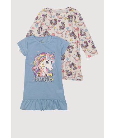 Toddler Girls Unicorn Magic Nightgown 2 Pack