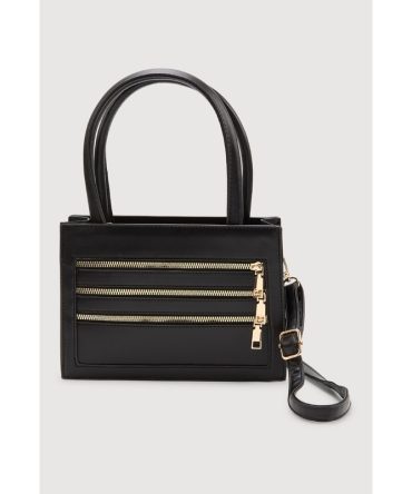 Triple Zipper Detail Convertible Handbag