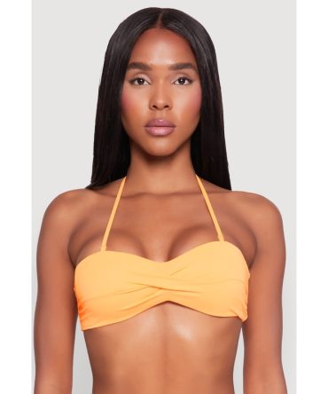 Twist Front Halter Neck Bandeau Bikini Top