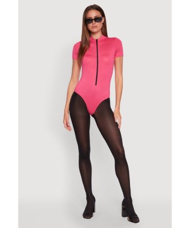 Zip Front Mock Neck Bodysuit