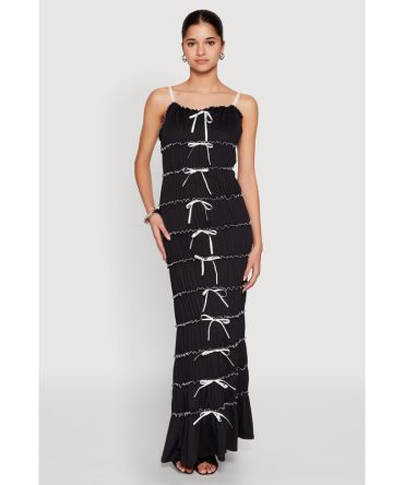 Almost Famous Bow Contrast Tiered Maxi Dress