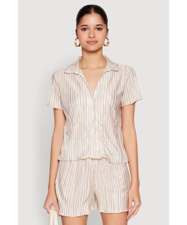 Almost Famous Plisse Striped Shirt