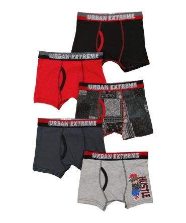 Boys Urban Extreme Graphic Print Boxer Briefs 5 Pack