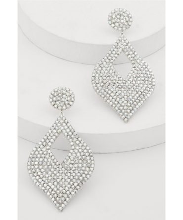 Cut Out Rhinestone Teardrop Earrings