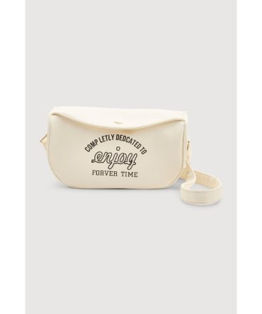Enjoy Graphic Faux Leather Half Moon Crossbody Bag