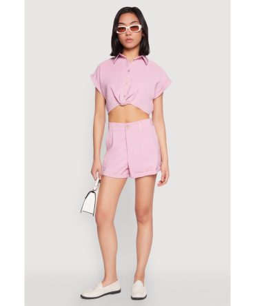 High Waisted Cuffed Shorts