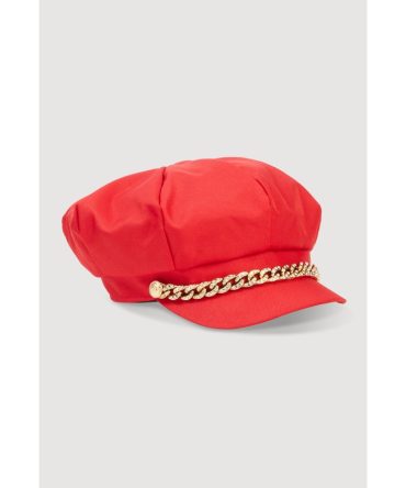 Rhinestone Chain Detail Cabbie Hat
