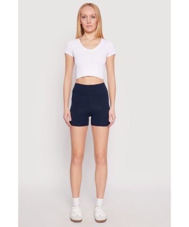 Side Pocket High Waist Biker Shorts