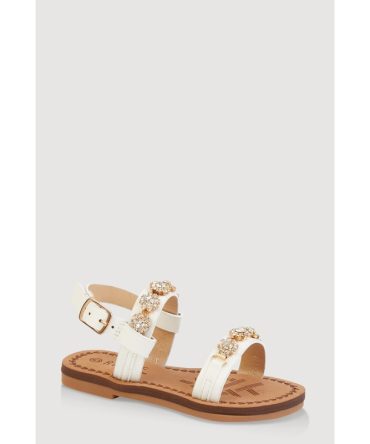 Toddler Girls Embellished Rhinestone Flower Band Sandals
