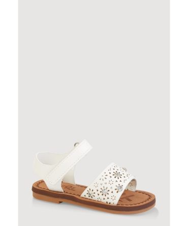 Toddler Girls Eyelet Rhinestone Band Velcro Strap Sandals