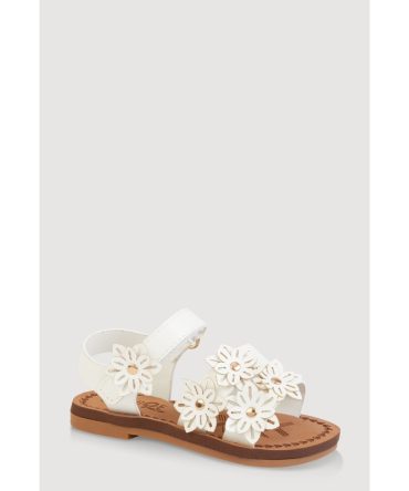Toddler Girls Flower Studded Velcro Strap Sandals