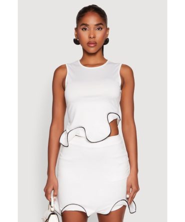 Wave Structured Sleeveless Crop Top